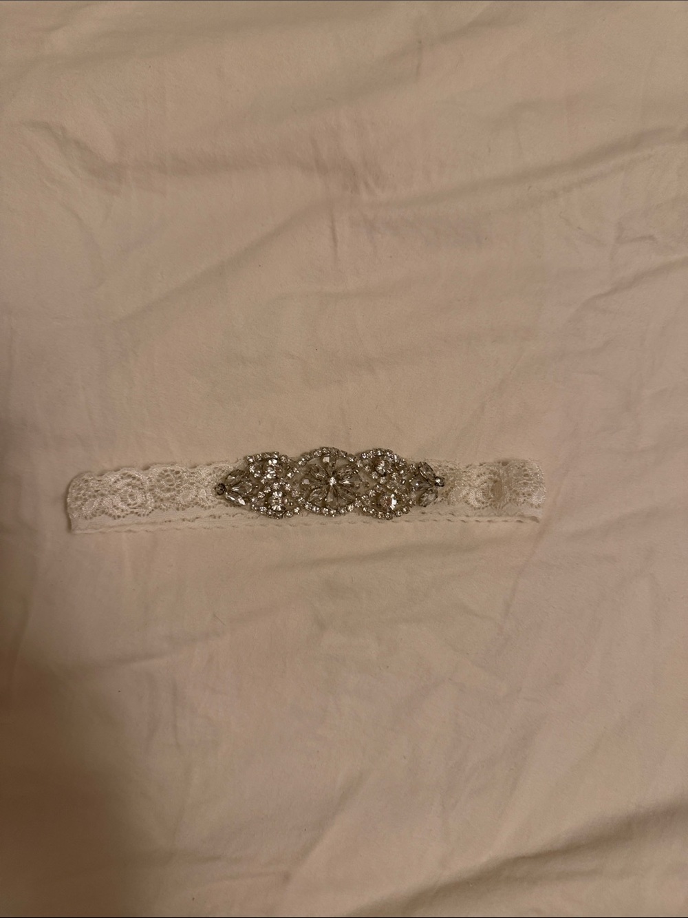 Crystal Lace Bridal Garter - White